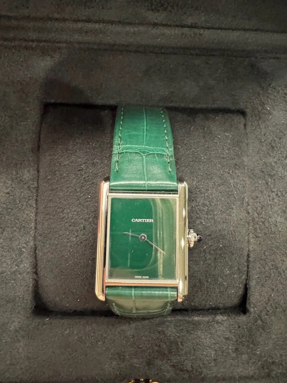 Cartier Tank Louis Watch w/ Green Dial and Strap